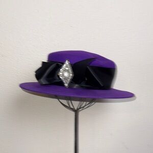Lily Elegant Purple Hat with Black Ribbon
